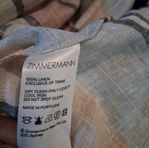 Zimmerman Cassia Draw Stripe Mini Linen Dress Size 2 - Picture 14 of 15